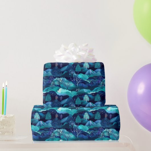 Papier Cadeau Blue Mountains et Tree Design (Cadeaux de fête)