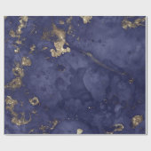 Papier Cadeau Blue Navy Gold Ink Grungy Marbre Abstrait noir (Plat)