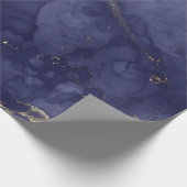 Papier Cadeau Blue Navy Gold Ink Grungy Marbre Abstrait noir (Coin)