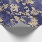 Papier Cadeau Blue Navy Sepia Gold Flower Grungy Shabby (Coin)