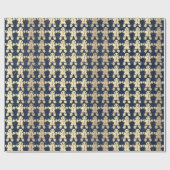 Papier Cadeau Blue Navy Stars Gold Ginger Ginger Pread Guy (Plat)