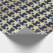Papier Cadeau Blue Navy Stars Gold Ginger Ginger Pread Guy (Coin)