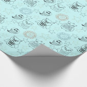 Papier Cadeau Blue Night Owds Jote Birds Anniversaire (Coin)