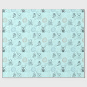 Papier Cadeau Blue Night Owds Jote Birds Anniversaire (Plat)