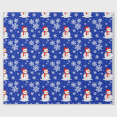 Papier Cadeau Blue noël Snowman Snowflakes Wrapper Papier (Plat)