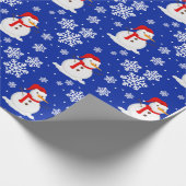 Papier Cadeau Blue noël Snowman Snowflakes Wrapper Papier (Coin)