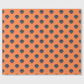 Papier Cadeau blue on orange scallop shelled wrapping paper (Plat)