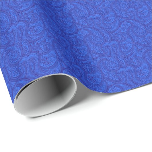 Papier Cadeau Blue Paisley (Coin rond)