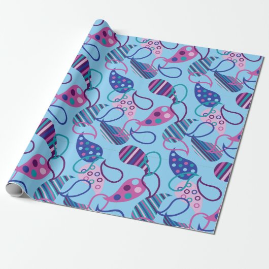 Papier Cadeau Blue Paisley (Déroulé)