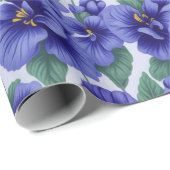 Papier Cadeau Blue Pansy Flowers (Coin rond)