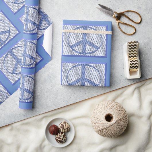 Papier Cadeau Blue Peace Signs Wrapping Paper (Artisanat)