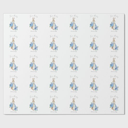 Papier Cadeau Blue Peter Rabbit Pour Baby shower Script Bébé (Plat)