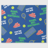 Papier Cadeau Blue Playful Tennis Racket Chaussures Anniversaire (Plat)