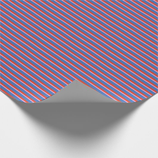Papier Cadeau Blue Red Pink Retro Stripe Gift Wrap Pattern (Coin)