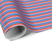 Papier Cadeau Blue Red Pink Retro Stripe Gift Wrap Pattern (Coin rond)