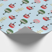 Papier Cadeau Blue Retro Ski Ascenseur Gondola Ski d'hiver (Coin)