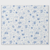 Papier Cadeau Blue Ribbons and Bows Toile Coquette Pattern  (Plat)