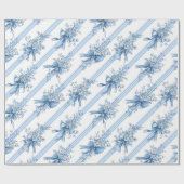 Papier Cadeau Blue Ribbons and Bows Toile Coquette Pattern  (Plat)