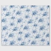 Papier Cadeau Blue Ribbons and Bows Toile Coquette Pattern  (Plat)