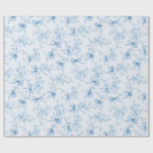 Papier Cadeau Blue Ribbons and Bows Toile Coquette Pattern (Plat)
