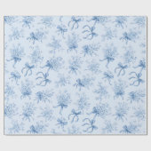 Papier Cadeau Blue Ribbons and Bows Toile Coquette Pattern (Plat)