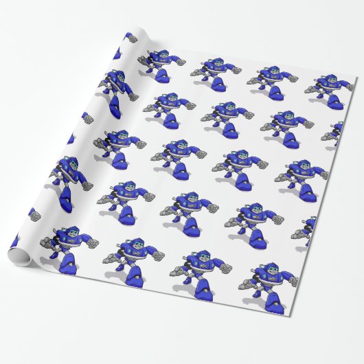 Papier Cadeau Blue robot for kids (Déroulé)