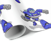 Papier Cadeau Blue robot for kids (Coin rond)