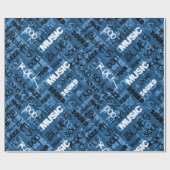 Papier Cadeau Blue Rock Pop R & B Music Text (Plat)