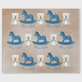 Papier Cadeau Blue Rocking Horse C'EST UN GARÇON ! (Plat)