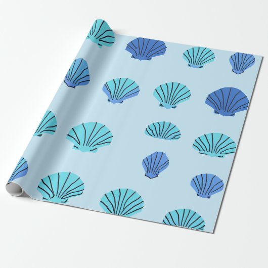 Papier Cadeau Blue seashell (Déroulé)