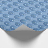 Papier Cadeau Blue Sewing Buttons on Blue Pattern (Coin)