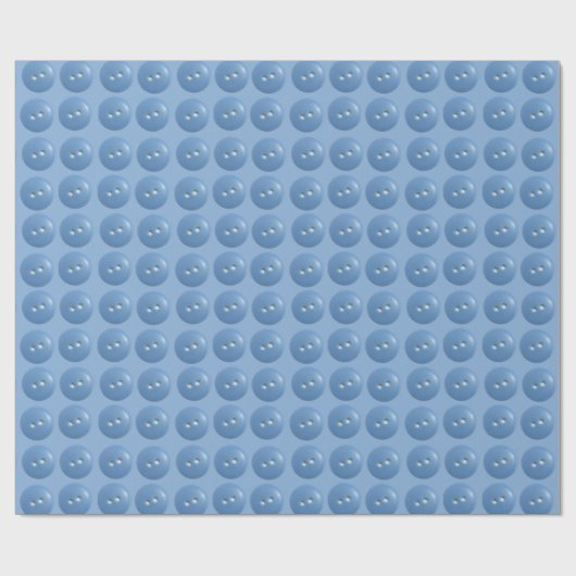 Papier Cadeau Blue Sewing Buttons on Blue Pattern (Plat)
