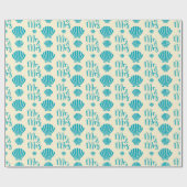 Papier Cadeau Blue Shells Summer Beach Wedding Jaune sans mer (Plat)