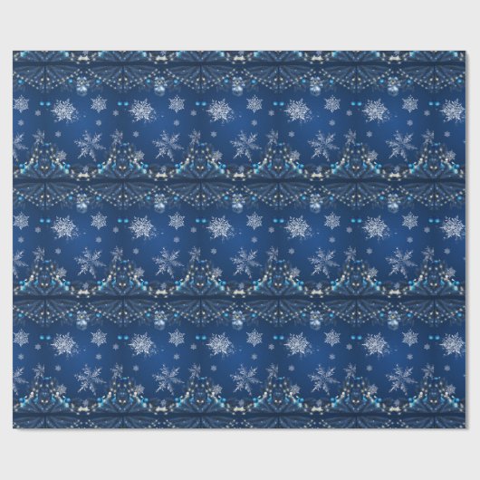 Papier Cadeau Blue Snowfall Christmas Wrap (Plat)