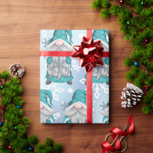 Papier Cadeau Blue Snowflake Gnome