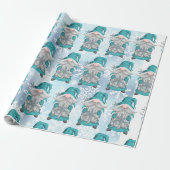 Papier Cadeau Blue Snowflake Gnome (Déroulé)