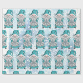 Papier Cadeau Blue Snowflake Gnome (Plat)