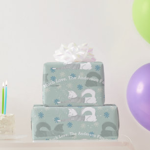 Papier Cadeau Blue Snowflake Nom de famille Shiba in Aztec Sweer