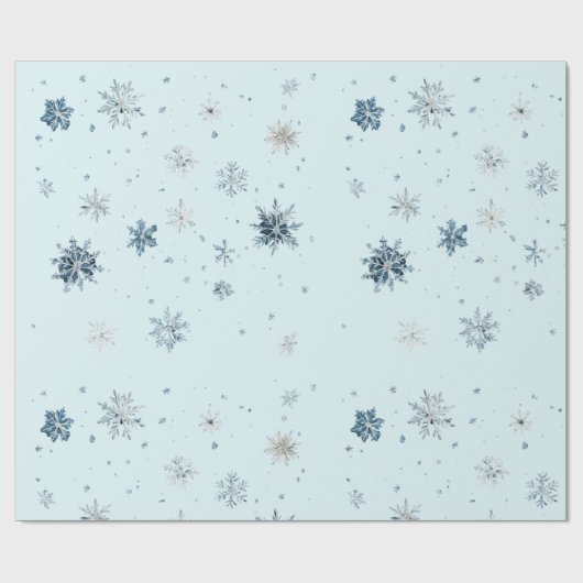 Papier Cadeau Blue Snowflakes Christmas (Plat)