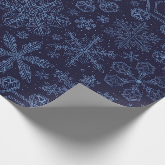 Papier Cadeau Blue Snowflakes on blue (Coin)
