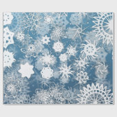 Papier Cadeau Blue Snowflakes Papier d'emballage de vacances (Plat)