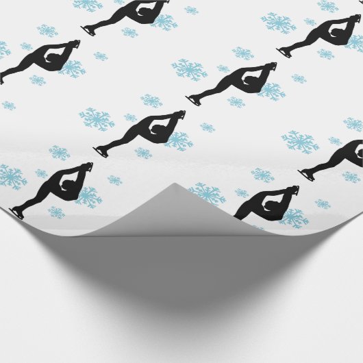 Papier Cadeau Blue Snowflakes Patinage sur glace Enveloppement c (Coin)