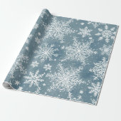 Papier Cadeau Blue Snowflakes Watercolor Winter Holiday (Déroulé)