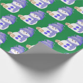 Papier Cadeau Blue Snowman with Brown & White Bunnies (Coin)