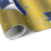 Papier Cadeau Blue Snowmen à Noël d'or (Coin rond)