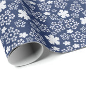 Papier Cadeau Blue Star et Snowflake Noël Motif d'hiver (Coin rond)