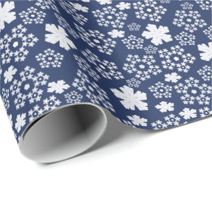 Papier Cadeau Blue Star et Snowflake Noël Motif d'hiver