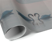 Papier Cadeau Blue Swans Must Be Love (Coin rond)