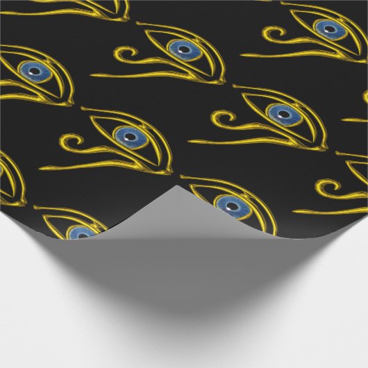 Papier Cadeau BLUE TALISMAN HORUS EYE Gold Black Motif égyptien (Coin)