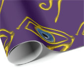 Papier Cadeau BLUE TALISMAN HORUS EYE Gold Purple Motif (Coin rond)
